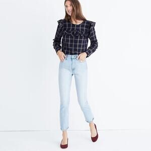 Madewell Plaid Ruffle-Yoke Top XXS